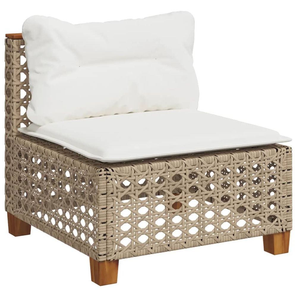 Canapé de jardin sans accoudoirs coussins beige résine tressée