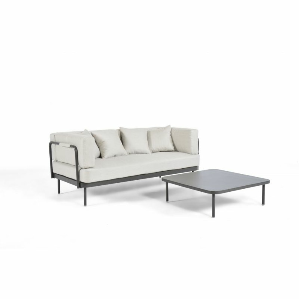 Salon de jardin modulable en aluminium mykonos gris clair