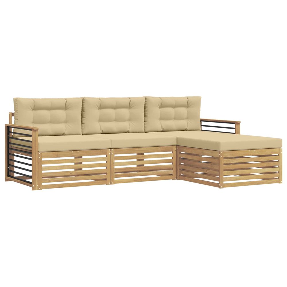 Ensemble de canapés d'extérieur 4 pc blanc et beige polyester