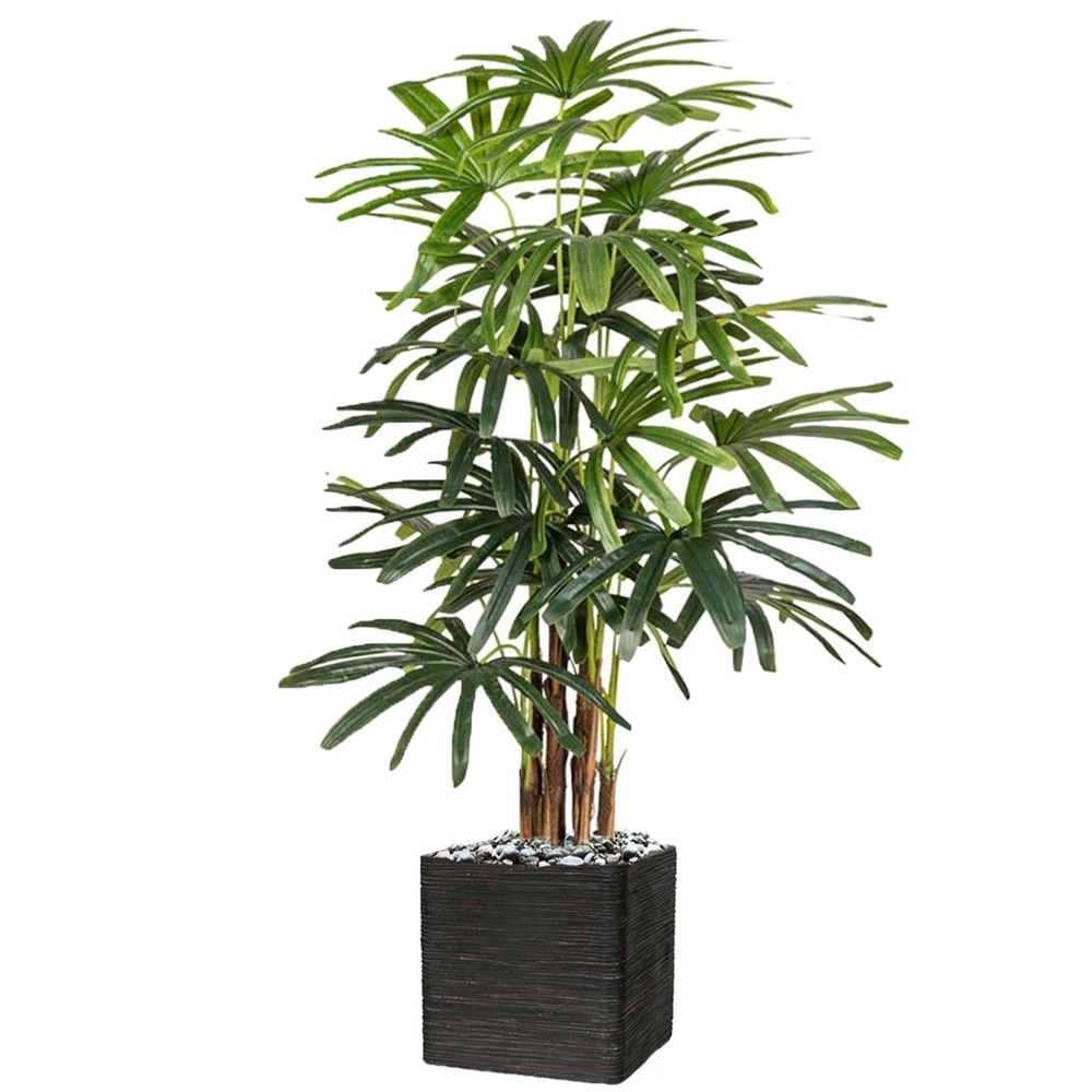 Palmier raphis artificiel en pot h 155 cm vert - dimhaut: h 155 cm - couleur: ve