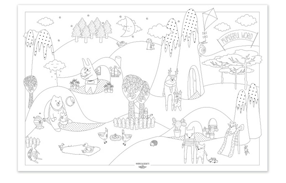 Poster à colorier monde merveilleux xl