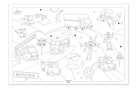 Poster à colorier traversée de l'espace