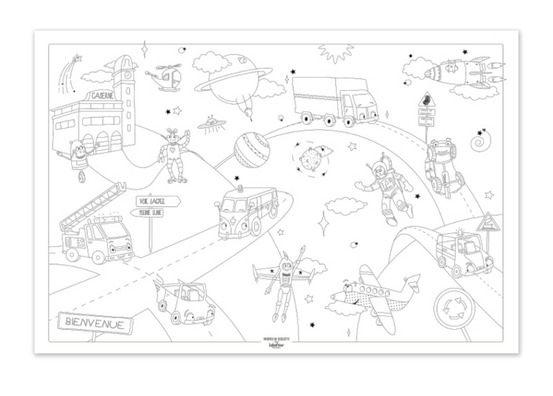 Poster à colorier traversée de l'espace xl