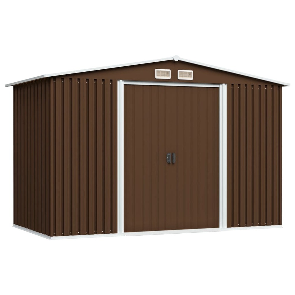Abri de jardin cabane cabanon maison de stockage remise extérieur hangar outils robuste 257 x 205 x 178 cm acier marron 02_00