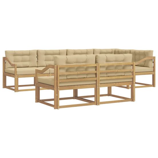 Ensemble de canapés d'extérieur 6 pc blanc et beige polyester