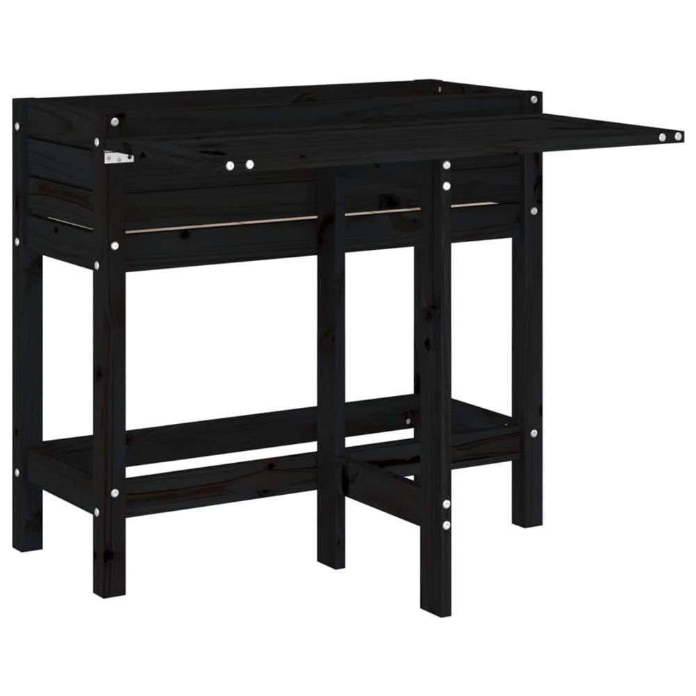 Jardinière d'extérieur de jardin avec dessus pliable noir bois pin massif