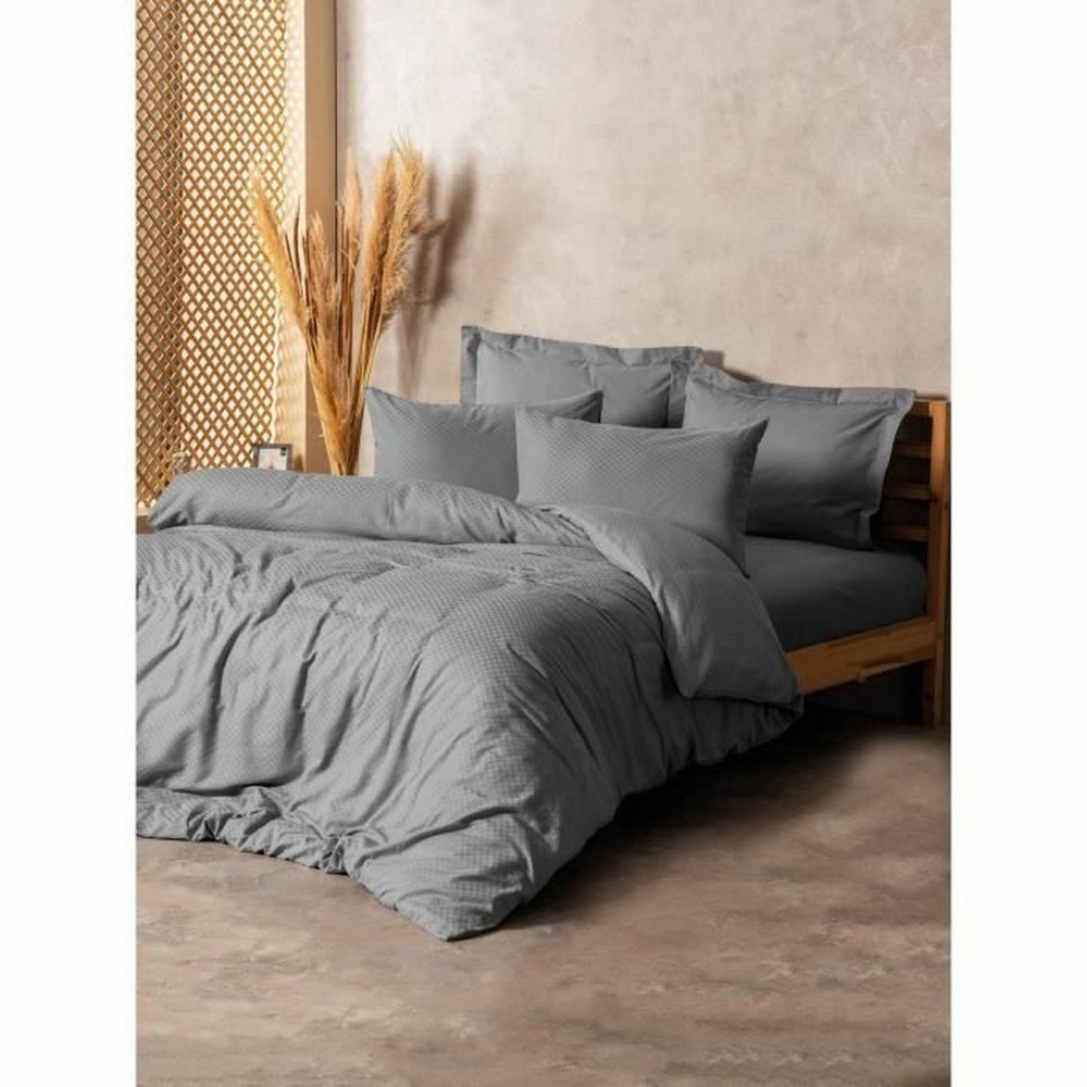 Parure de lit - housse de couette 220 x 240 + 2 taies d'oreiller 60 x 60 coton renforcé - gris