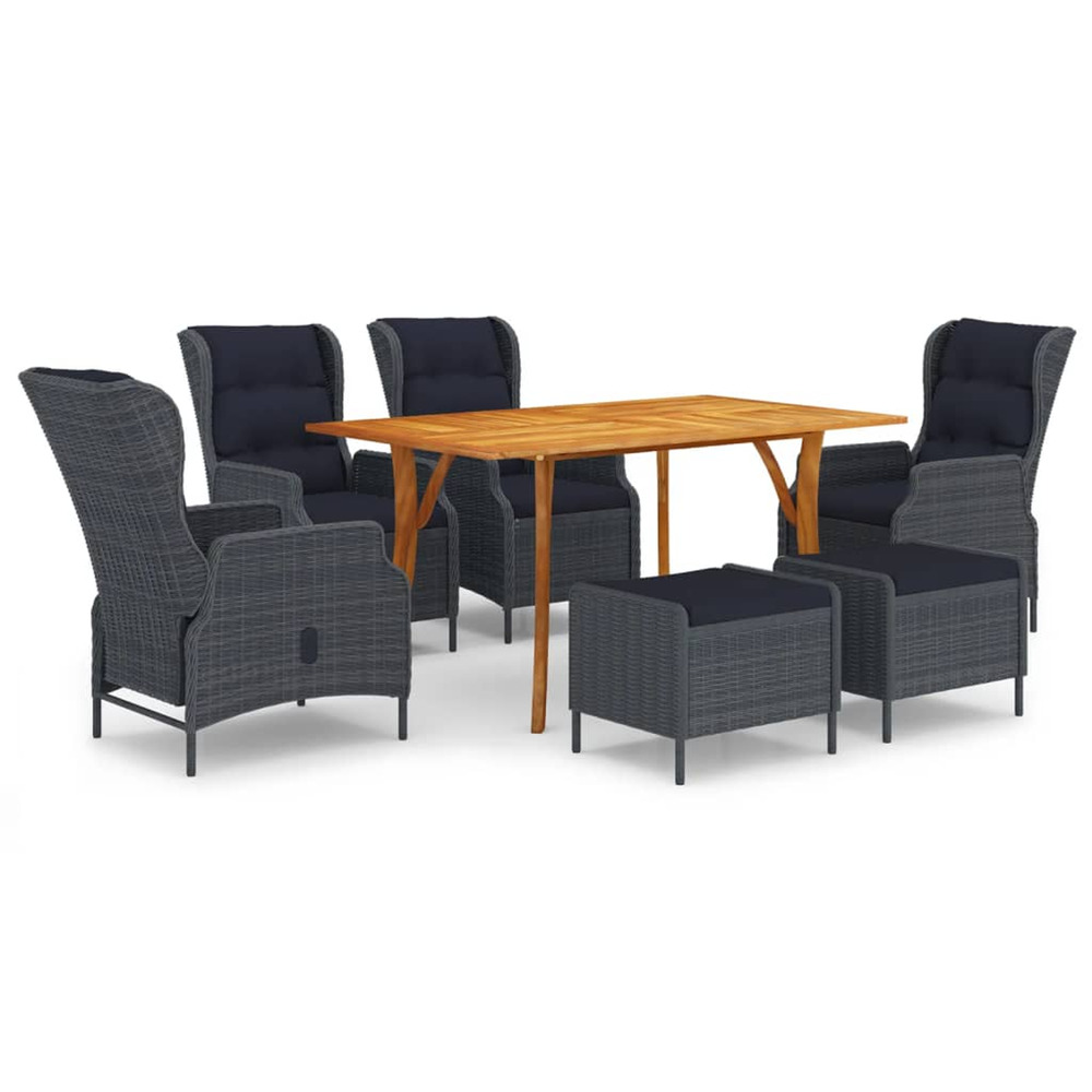 Ensemble à manger de jardin 7 pcs gris foncé