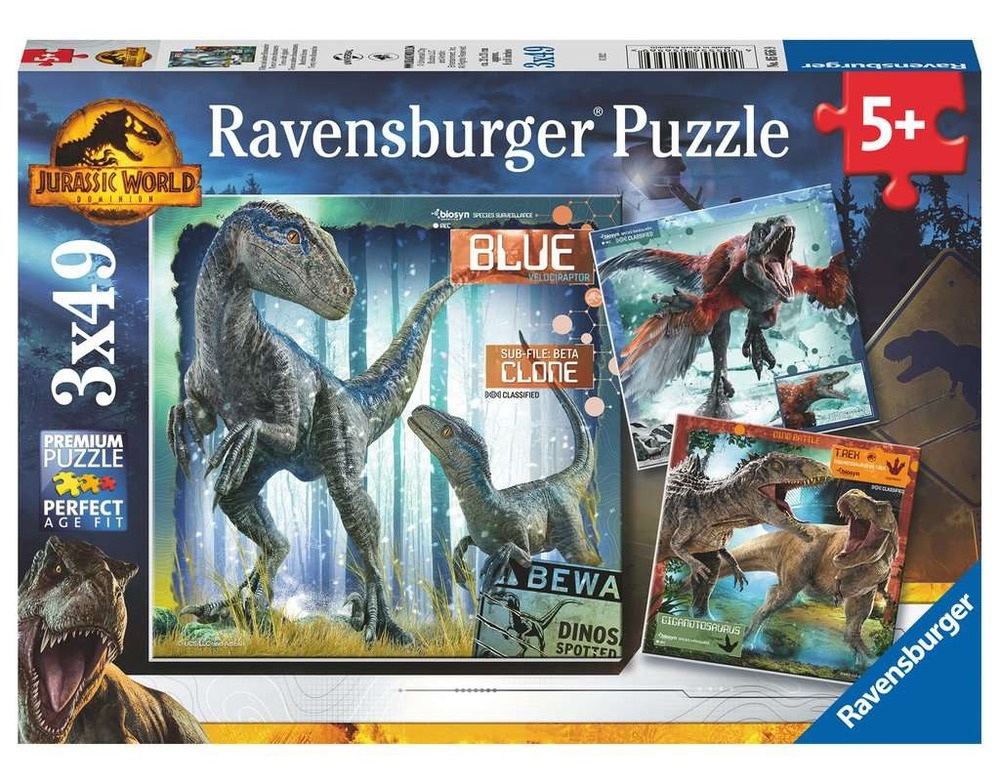 Puzzle t-rex jurassic world 3x49 pcs
