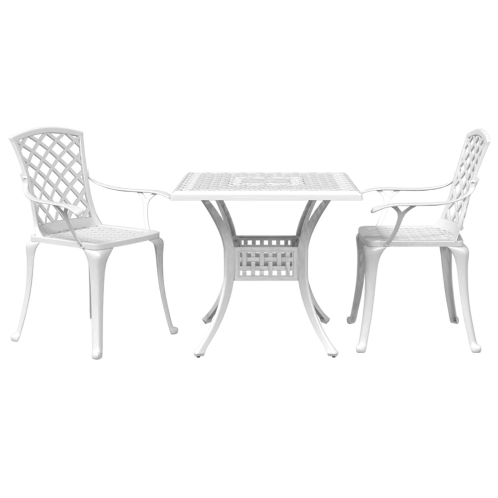 Ensemble de bistro 3 pcs blanc aluminium coulé