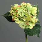 Hortensia artificiel en tige 1 tête 3 feuilles h 50 cm top vert-rose - couleur: