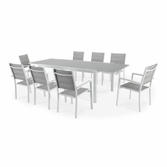 Table de jardin en aluminium blanc 8 personnes