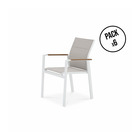 Lot de 6 chaises empilables en aluminium blanc en textilène