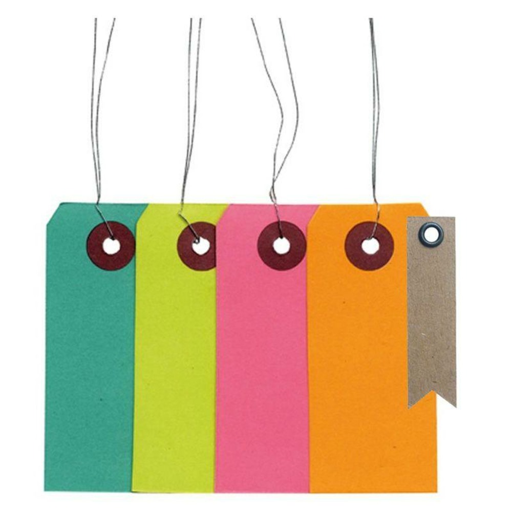 Etiquettes de couleur avec fil métal + 20 étiquettes kraft fanion