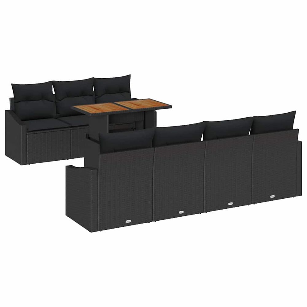 Ensemble de canapé de jardin 8 pc noir poly rotin