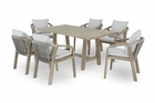 Ensemble table ronde d 1,5m et 6 chaises en bois et en corde
