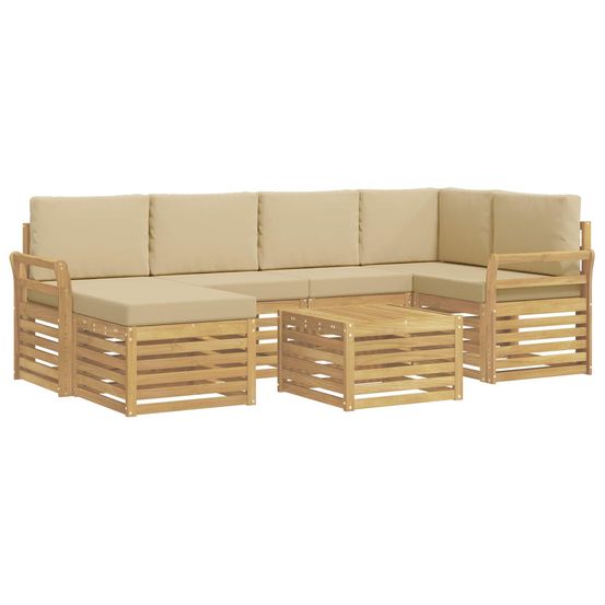 Ensemble de canapés d'extérieur 7 pc blanc et beige polyester