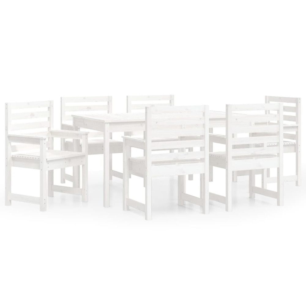 Ensemble à manger de jardin 7 pcs blanc bois massif de pin