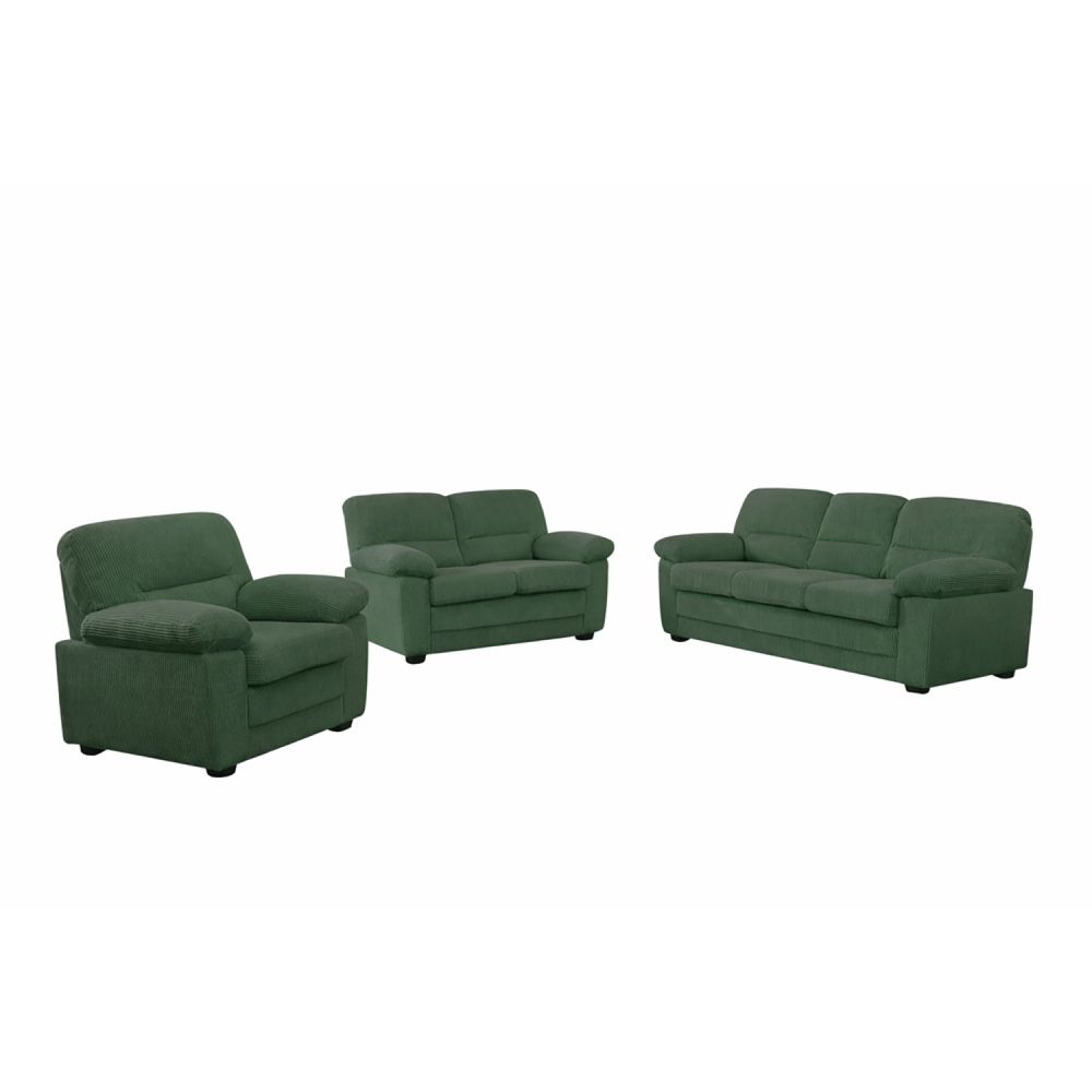 Canapé 3 places + 2 places + fauteuil en velours côtelé vert foncé lincoln
