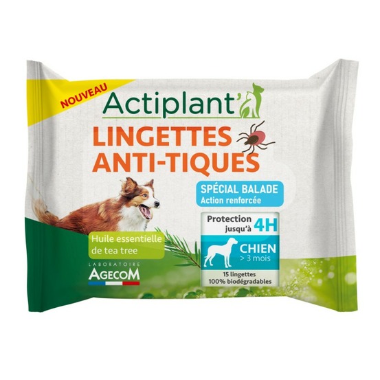 Lingettes anti-tiques chien 15 lingettes
