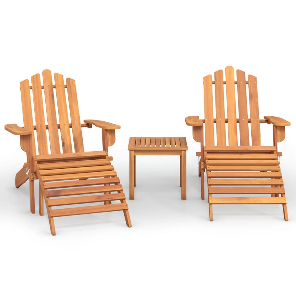 Ensemble de salon de jardin adirondack 3 pcs bois acacia solide