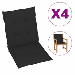 Coussins de chaise de jardin 4 pcs noir 100 x 50 x 3 cm
