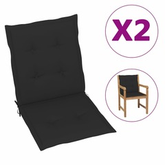 Coussins de chaise de jardin 2 pcs noir 100 x 50 x 3 cm