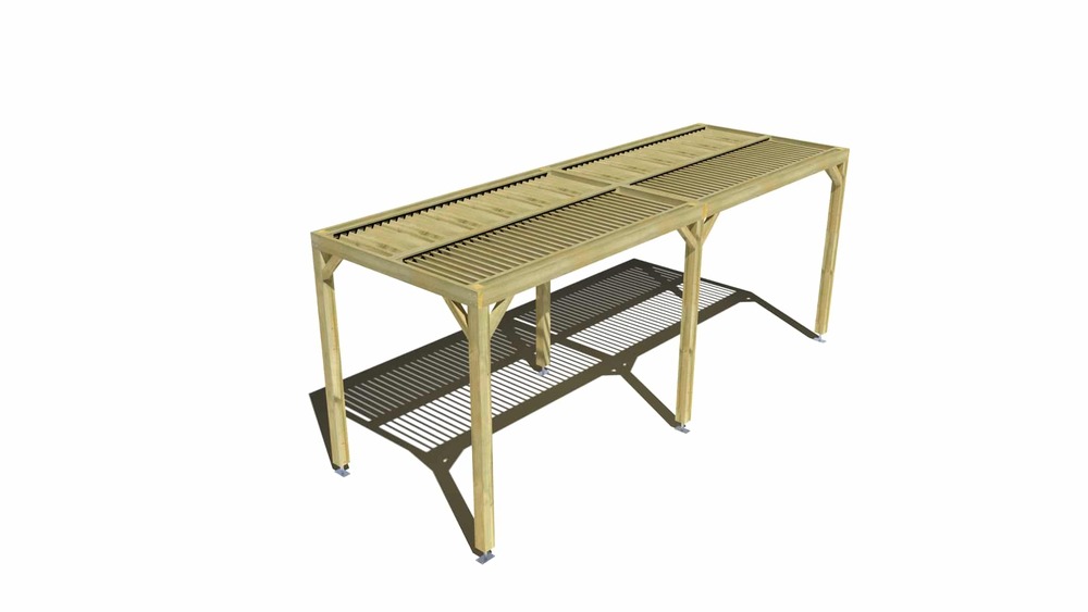 Pergola bois • 6m x 2m • indépendante • sens largeur • lames orientables bioclimatiques incluses • livraison comprise