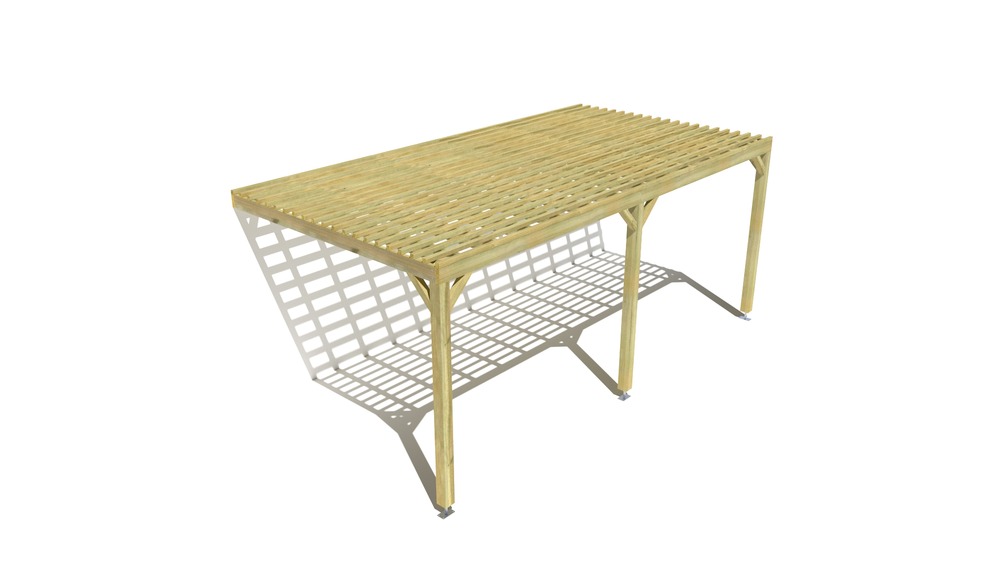 Pergola bois • 6m x 3m • adossée • sens profondeur • lattage bois • livraison comprise