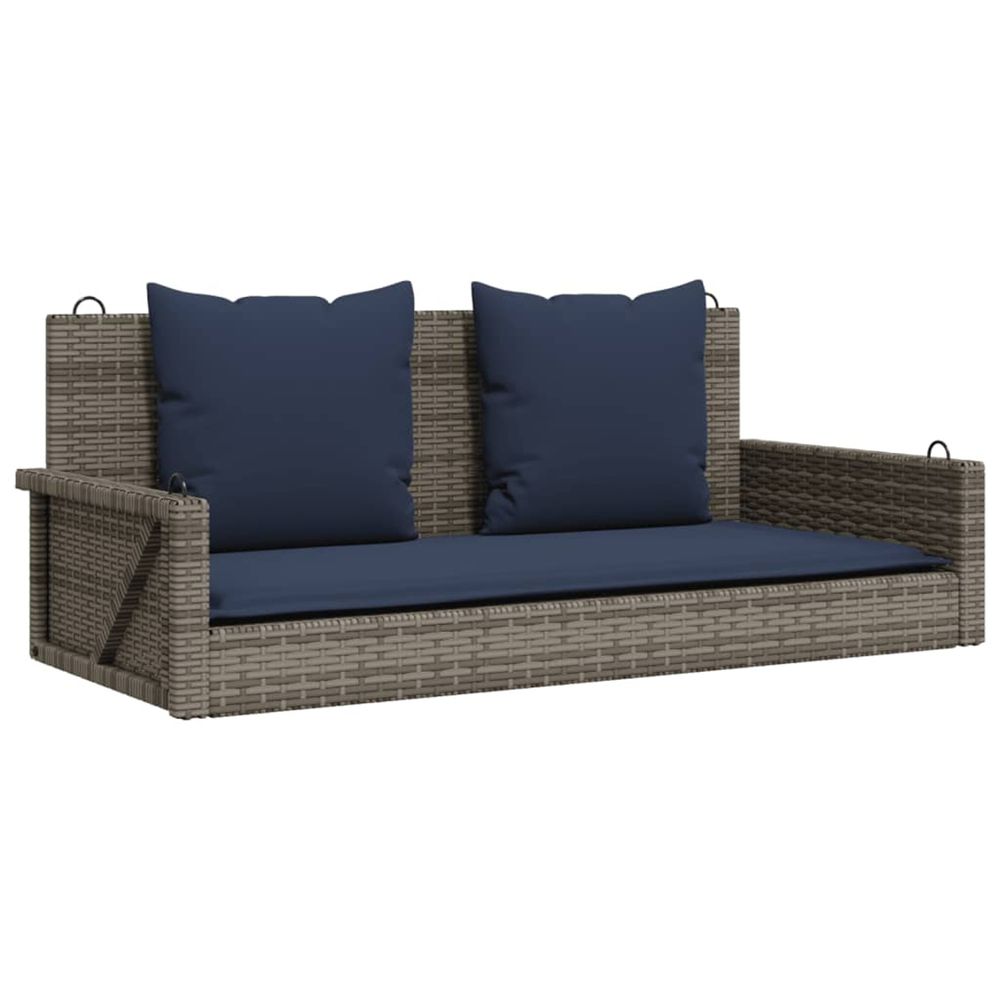 Banc à bascule avec coussins gris 119 x 56 x 48 cm résine tressée