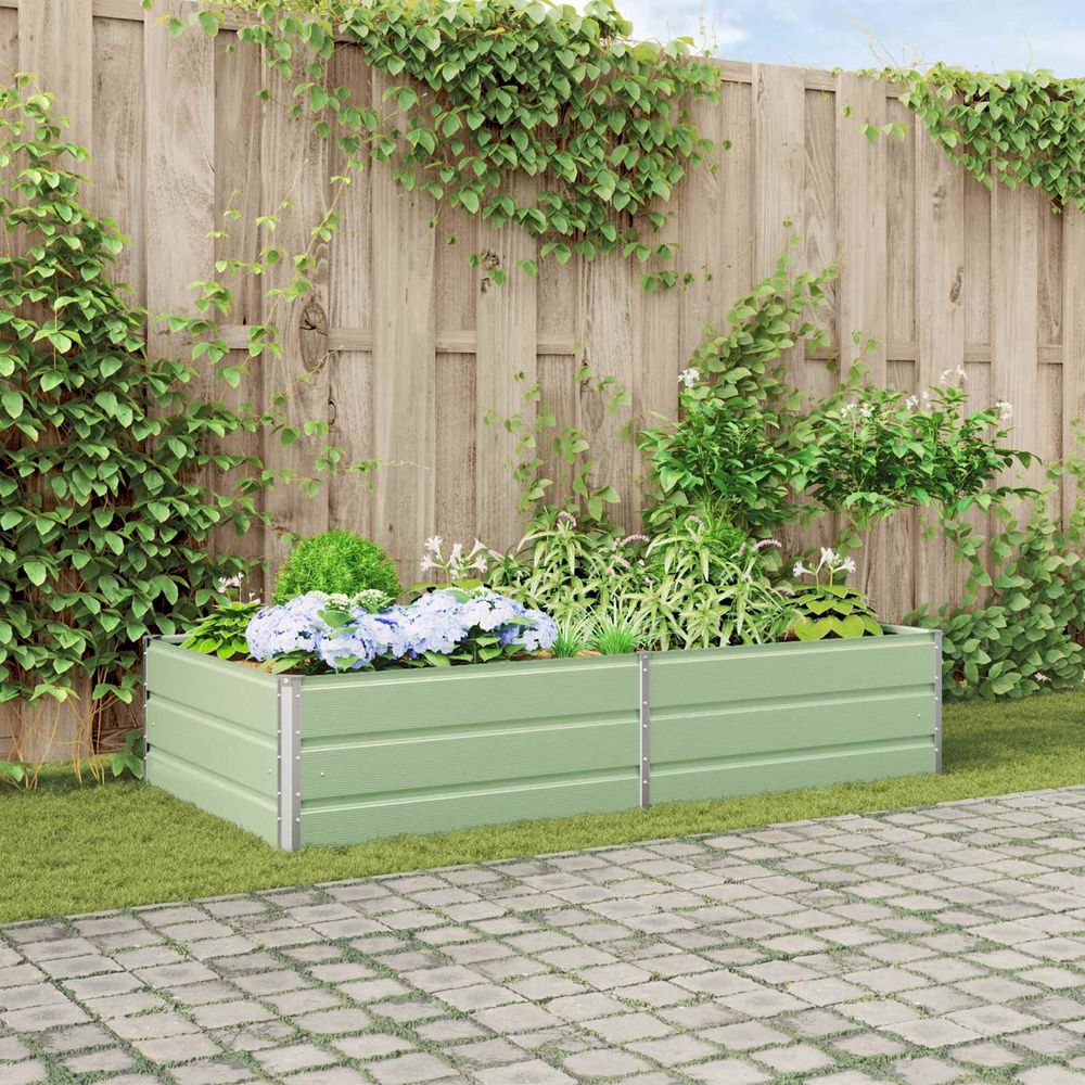 Grand carré potager acier galvanisé 195x100x45 cm pour jardin spacieux vert pastel