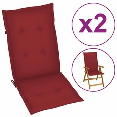 Coussins de chaise de jardin 2 pcs rouge bordeaux 120x50x3 cm