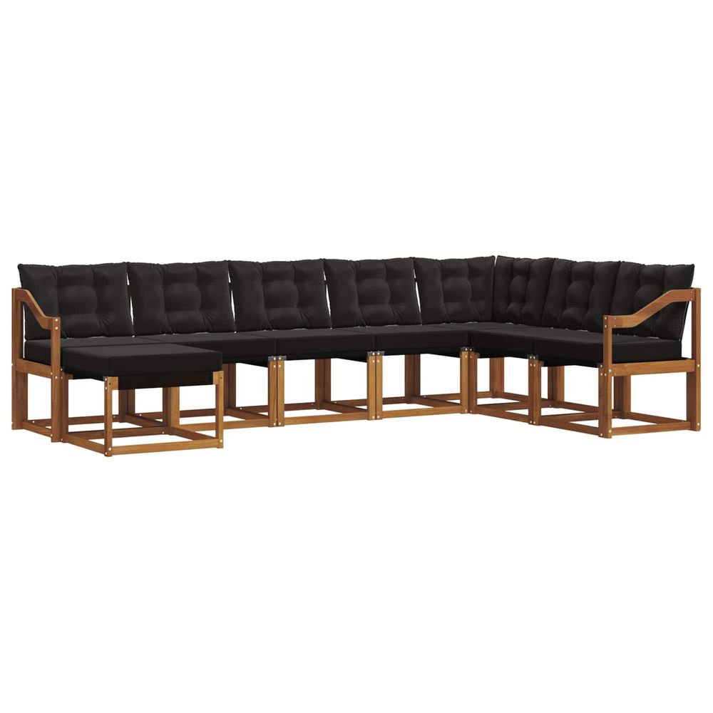 Ensemble de canapés d'extérieur 8 pc naturel et noir