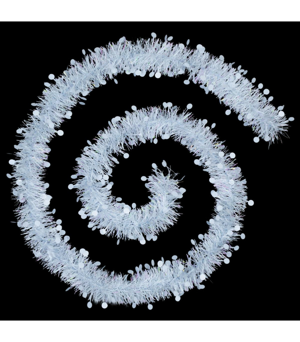 Guirlande de noël large 10 cm blanc avec pastilles longueur 2 mètres