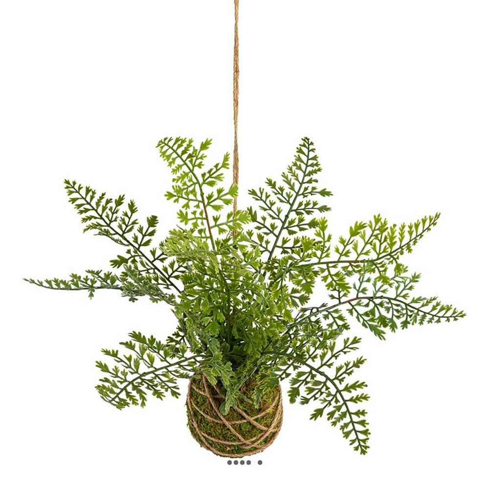 Kokedama artificiel adiantum plante suspendue h 26 cm