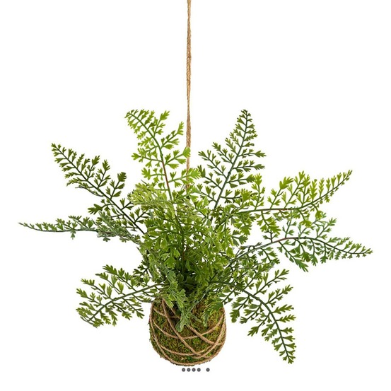 Kokedama artificiel adiantum plante suspendue h 26 cm