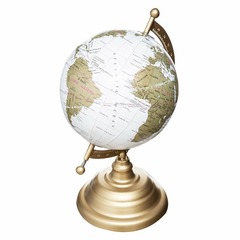 Globe terrestre base métal or h29
