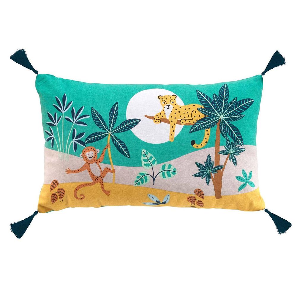 Coussin 30x50 cm jungle story vert coton | Truffaut