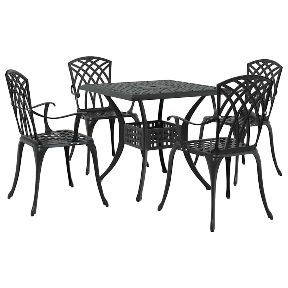 Ensemble de tables de jardin 5 pcs noir aluminium coulé