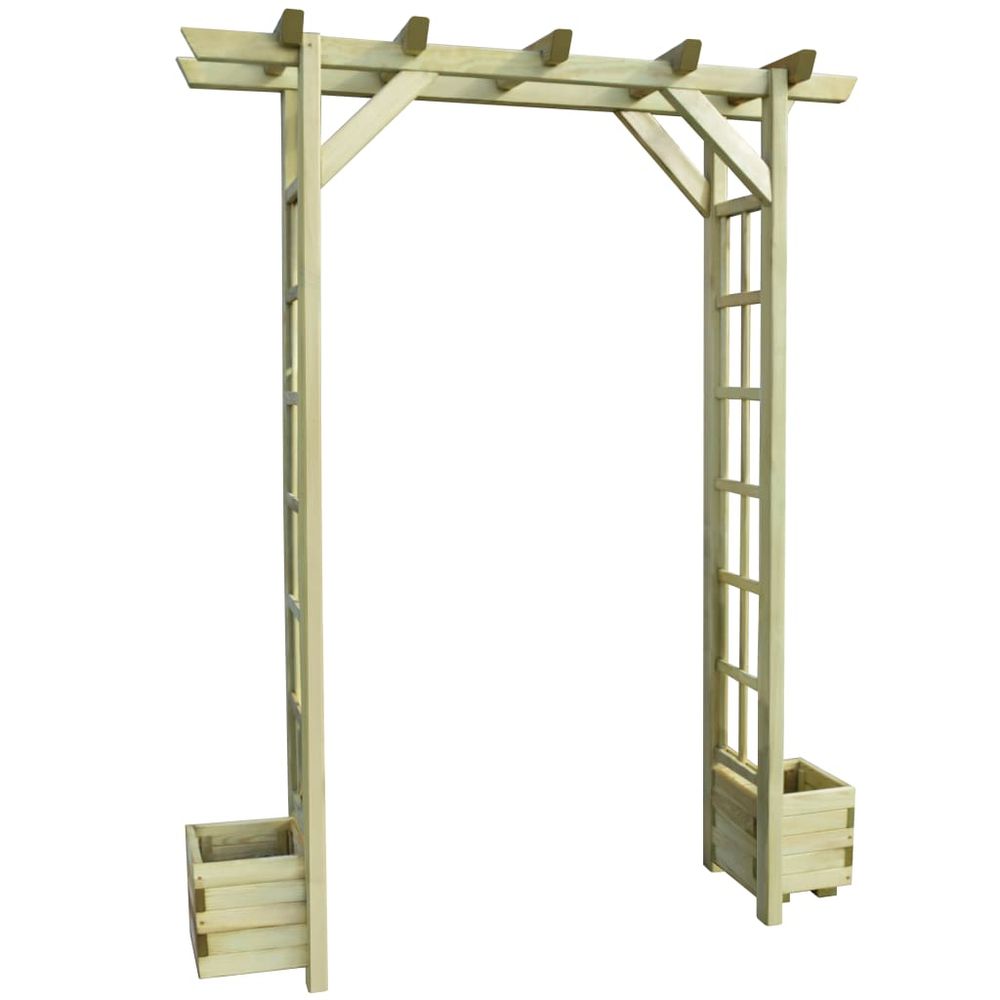 Pergola Jardin Avec Banc Et Jardinières – Bois De Pin Imprégné, 230 X 198 Cm – Salon Extérieur - 13