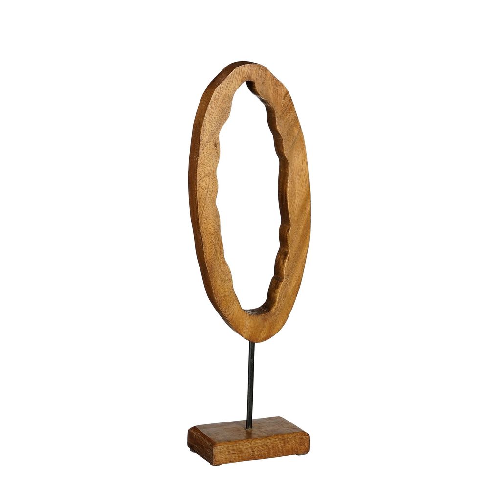 Mica decorations perla objet décoratif - décoration en bois de manguier fsc 100% - forme ovale organique avec base stable -