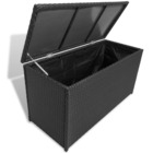 Boîte de rangement de jardin noir 120x50x60 cm résine tressée