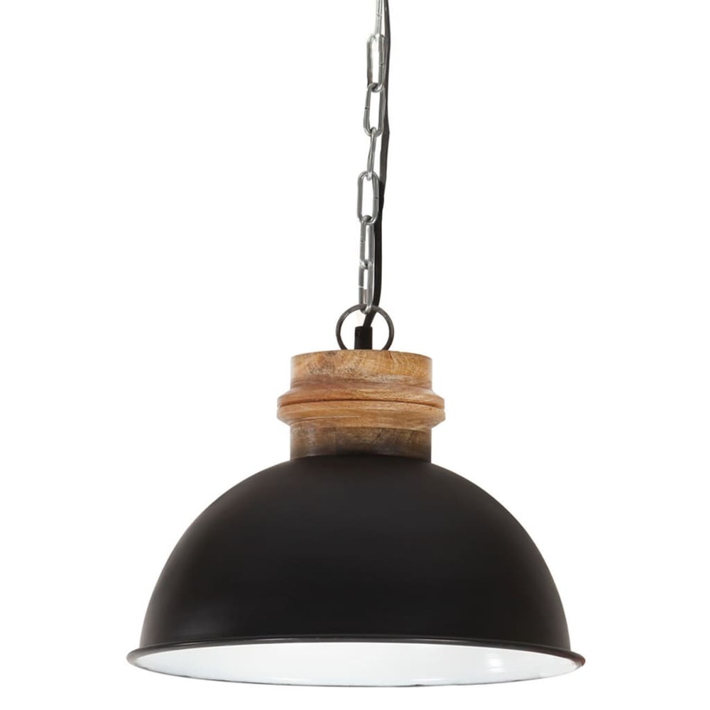 Lampe suspendue industrielle 25 w noir rond manguier 32 cm e27