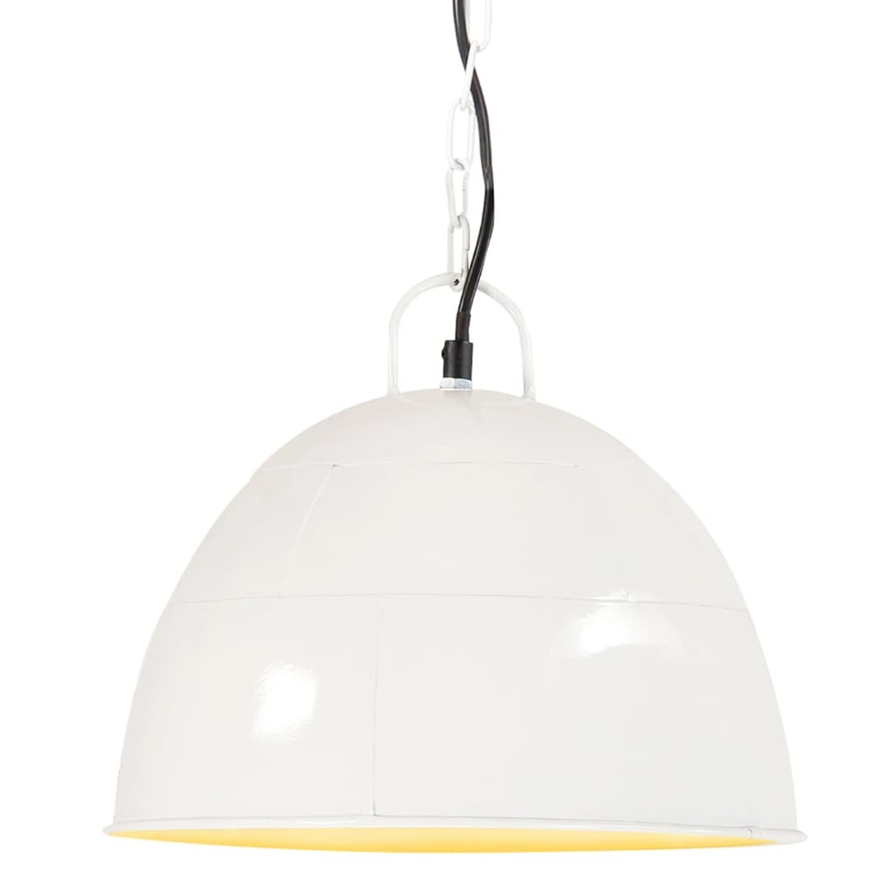 Lampe suspendue industrielle vintage 25 w blanc rond 31 cm e27