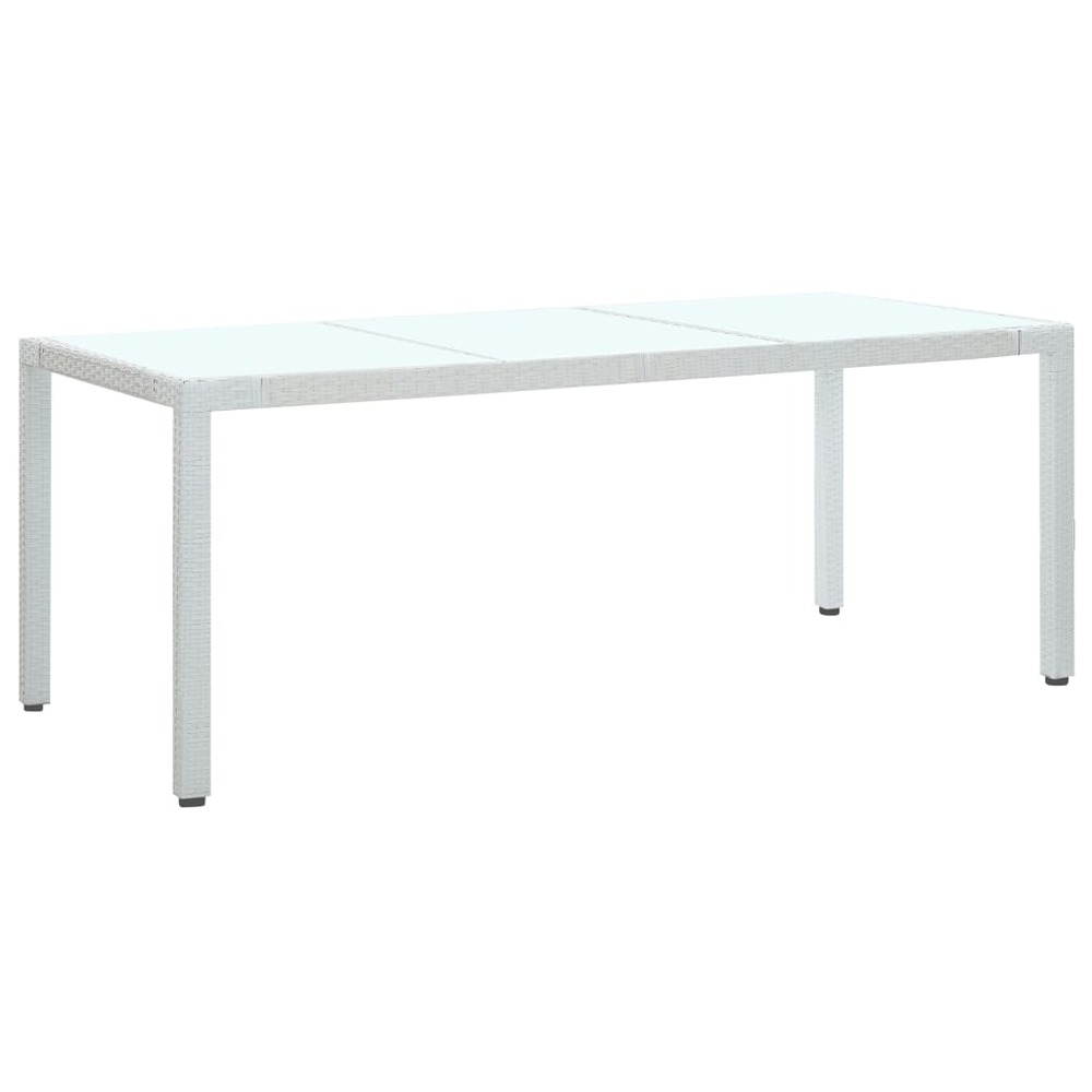 Table de jardin blanc 190x90x75 cm résine tressée