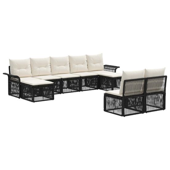 Ensemble de canapé de jardin 9 pc noir polyrotin