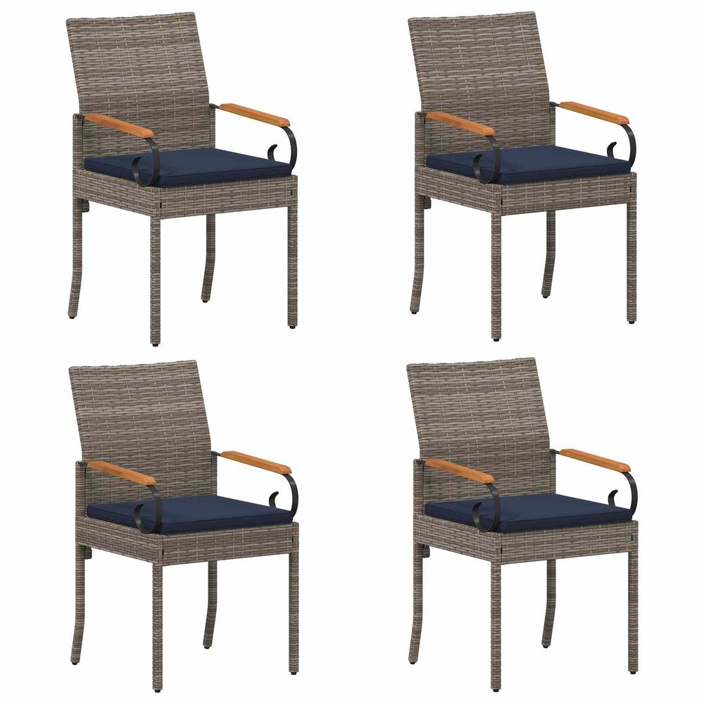 Chaises de jardin 4 pc gris et bleu marine