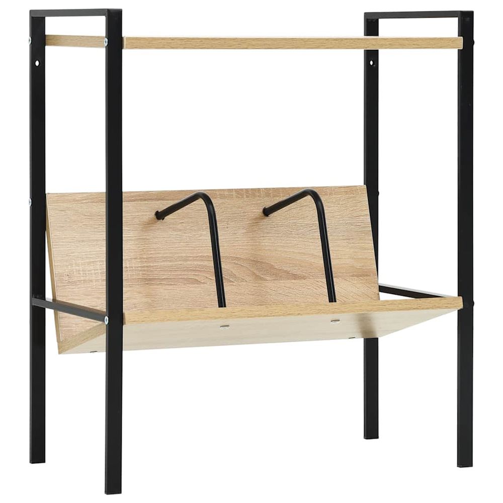 Bibliothèque 2 niveaux noir chêne 52x28x59 cm bois d'ingénierie