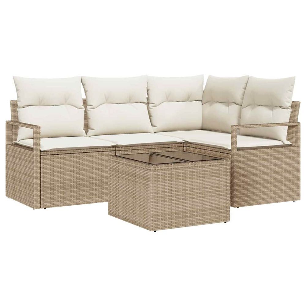 Ensemble de canapés 5 pc beige et crème polyrotin