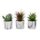 Plante artificielle succulente plastique recyclable + pot marbre
